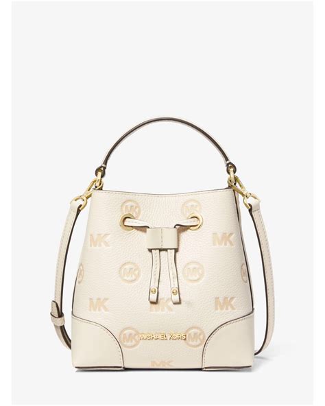 michael kors mercer luggage embossed bucket crossbody bag|Mercer Small Logo Embossed Leather Bucket Bag .